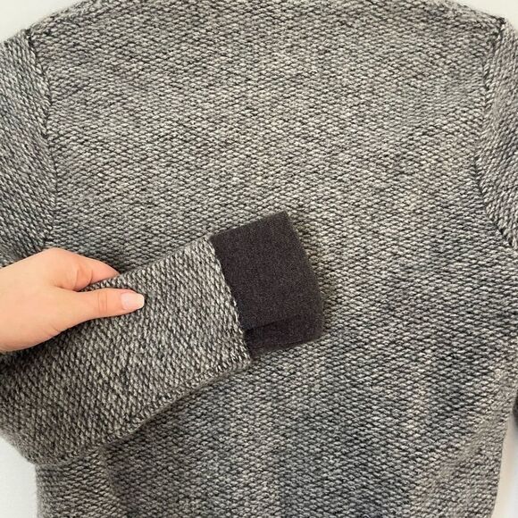 Club Monaco sweater womens 100% wool heathered black grey crewneck sweater - Picture 5 of 7